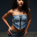 Patchwork Denim Corset