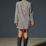Striped Oversized Blazer With Fitted Short Dress Set