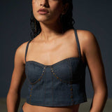 Studded Corset and Bell Bottom Pant Set
