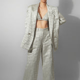Silver Embroidered Pant Suit