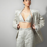Silver Embroidered Pant Suit