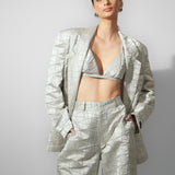 Silver Embroidered Pant Suit