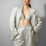 Silver Embroidered Pant Suit
