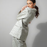 Silver Embroidered Pant Suit