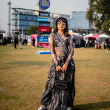 Black Denim Prints Saree