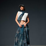 Blue Denim Print Saree