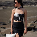 White & Black Fringe Corset