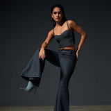 Studded Corset and Bell Bottom Pant Set
