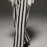 Striped Appliquéd High-Waist Pants