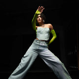 Sequin-Detailed Denim Pants