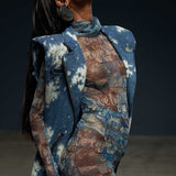 Tie-Dye Biker Denim Jacket