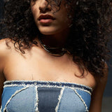 Patchwork Denim Corset