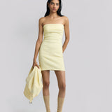 Yellow Checkered Short Dress