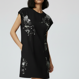 Black Embroidered T-Shirt Dress