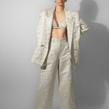 Silver Embroidered Pant Suit