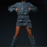Tie-Dye Bomber Jacket and Mini Skirt Set