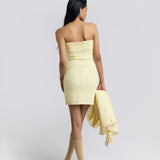 Yellow Checkered Short Dress