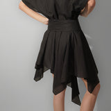 Black Asymmetric Frill Skirt
