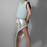 Silver Denim Asymmetric Skirt