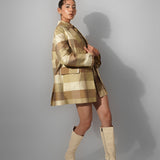 Silk Checkered Blazer And Shirt Dress Set