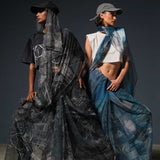 Black Denim Prints Saree
