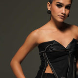 Black Denim Tube Top