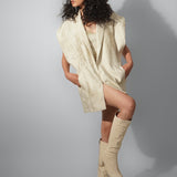 Beige Jacquard Blazer Dress
