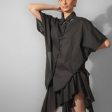 Black Asymmetric Frill Skirt
