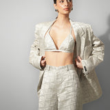 Silver Embroidered Pant Suit