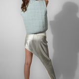 Silver Denim Asymmetric Skirt