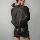 Black Patched Short Skirt