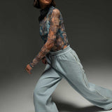 Light Blue Denim Wide Leg Pants