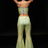 Chantilly Corset Top and Bell Bottom Pants Set