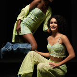 Chantilly Corset Top and Bell Bottom Pants Set