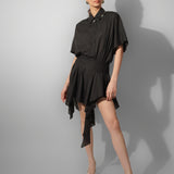Black Asymmetric Frill Skirt