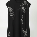 Black Embroidered T-Shirt Dress