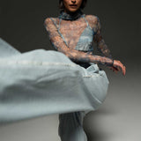 Light Blue Denim Wide Leg Pants