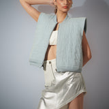 Silver Denim Asymmetric Skirt