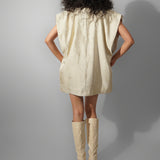 Beige Jacquard Blazer Dress