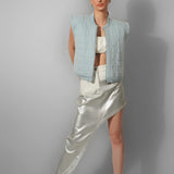 Silver Denim Asymmetric Skirt