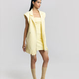 Yellow Checkered Short Dress