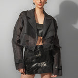 Black Organza Cropped Trench