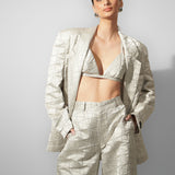 Silver Embroidered Pant Suit