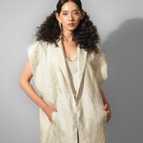 Beige Jacquard Blazer Dress And Corset