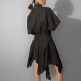 Black Asymmetric Frill Skirt