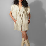 Beige Jacquard Blazer Dress