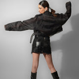 Black Organza Cropped Trench