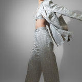 Silver Embroidered Pant Suit