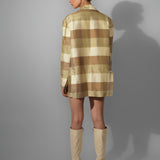 Silk Checkered Blazer And Shirt Dress Set