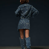Tie-Dye Bomber Jacket and Mini Skirt Set